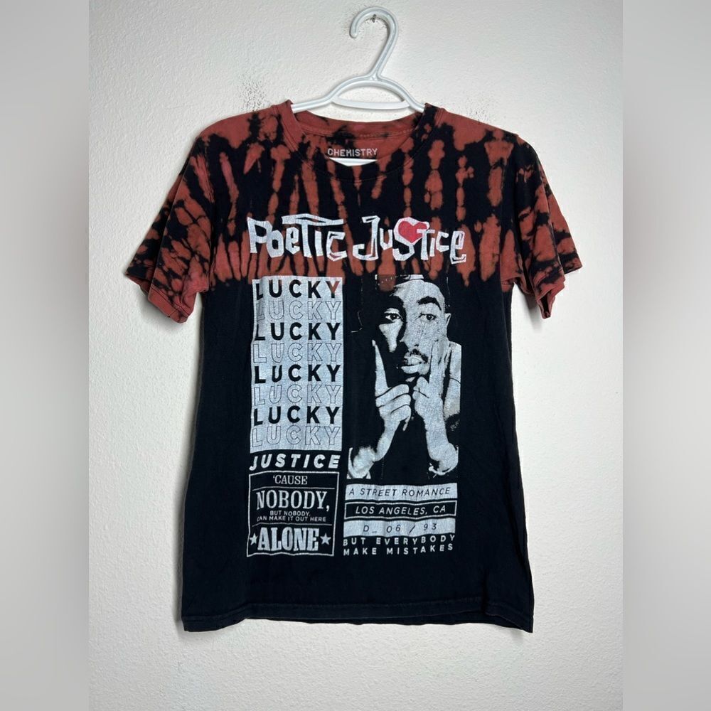 Chemistry POETIC JUSTICE TUPAC SHAKUR Red Black Tie Dye T-Shirt SHIRT Size S